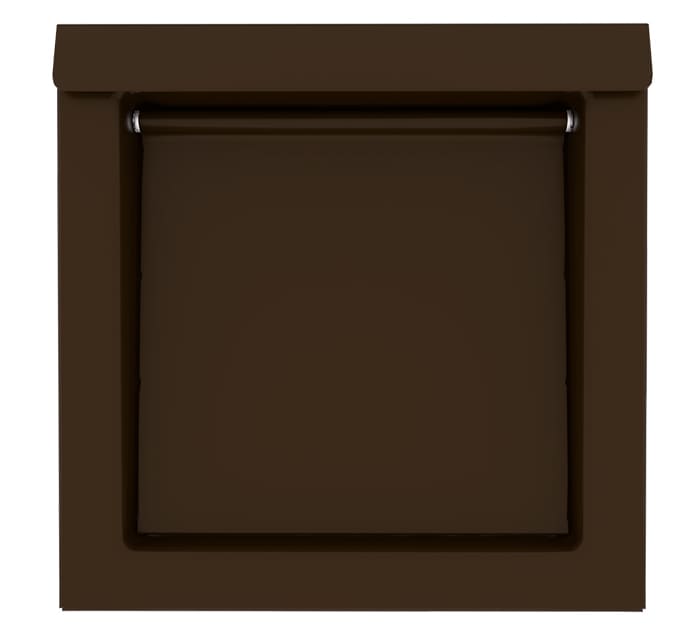 Front view of the DryerWallVent in brown with damper door closed.