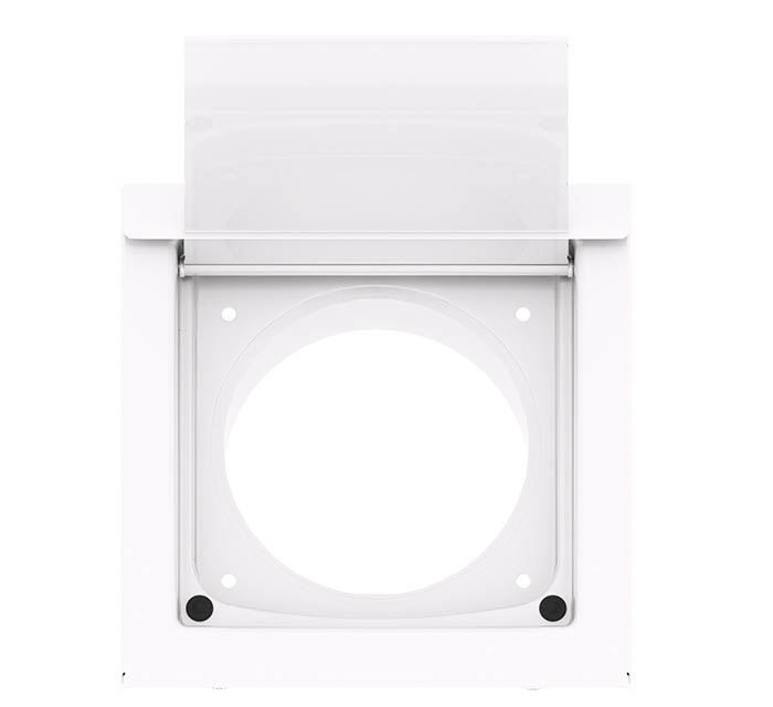 DryerWallVent in white with the damper door wide open.
