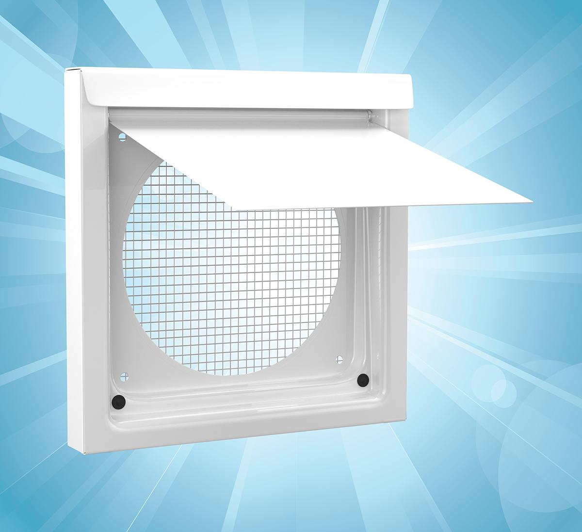 6-Inch Premium Wall Vent in white, for kitchen and bathroom exhaust venting.