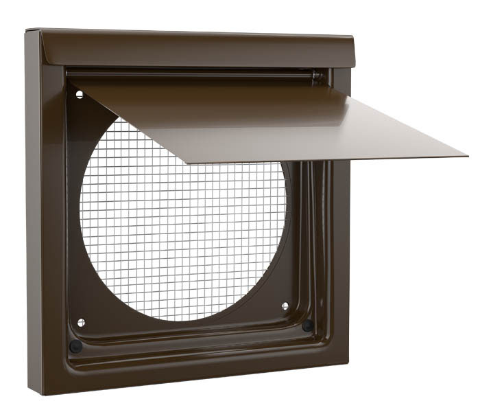 6-Inch Premium Wall Vent in brown, for kitchen and bathroom exhaust venting.