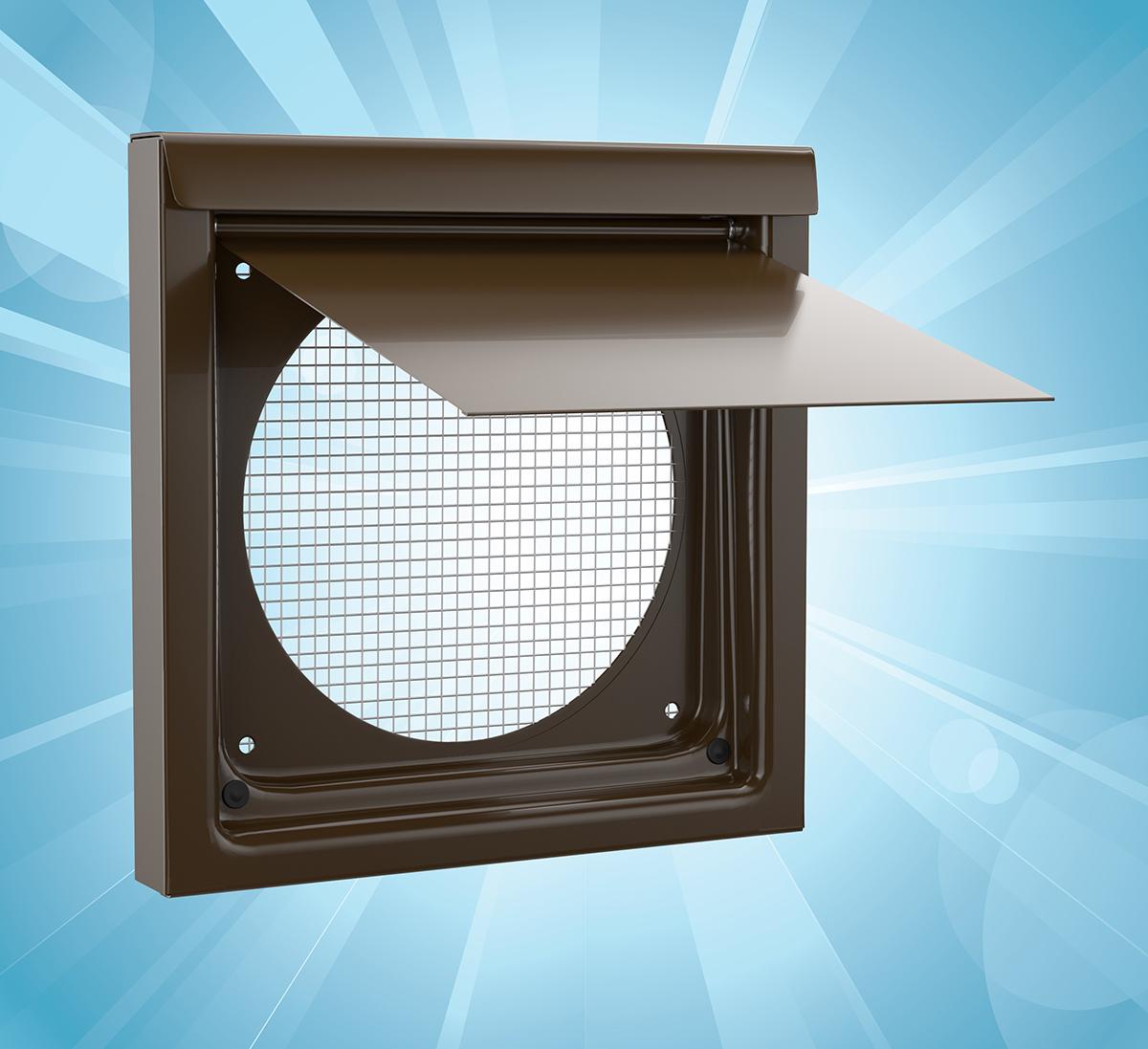 6-Inch Premium Wall Vent in brown, for kitchen and bathroom exhaust venting.