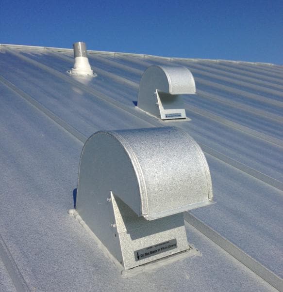 DryerJack DJK486 extra clearance roof vent shown installed on a metal roof.