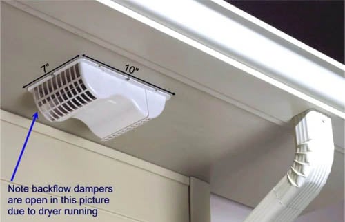 Deflecto's patented under-the-eave termination with two self-closing dampers keeps the outside air from re-entering the house.